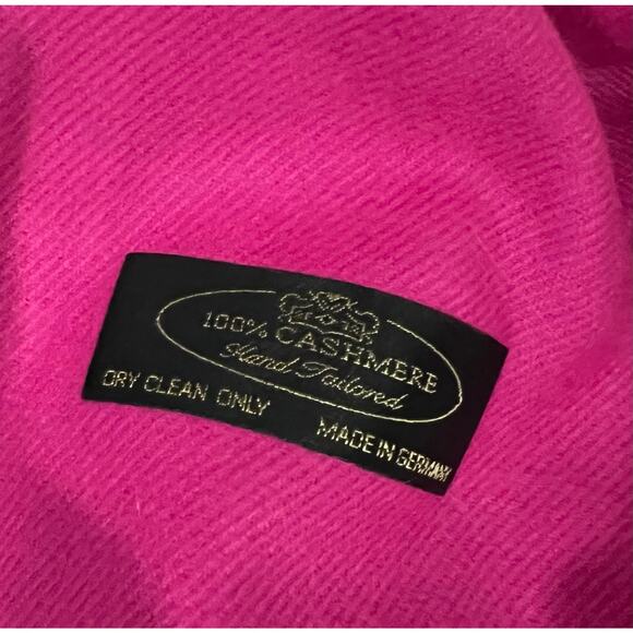 Scarf Bright Pink 100% Cashmere Made In Germany Hand Tailored Womens 12” W x 64” - Picture 5 of 5